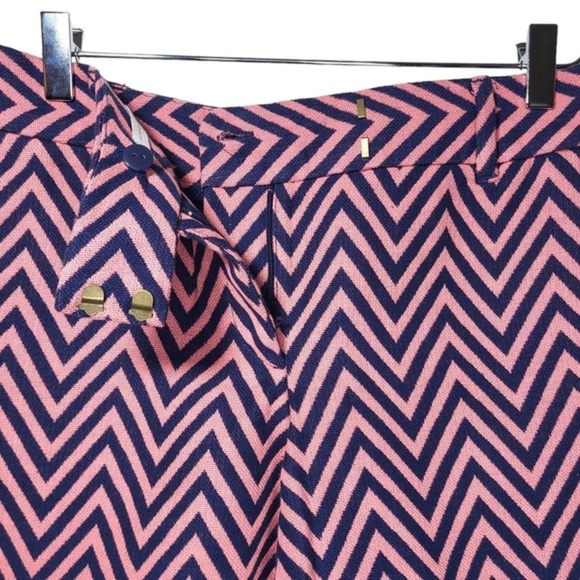 Ann Taylor LOFT Cotton Chevron Riviera Shorts in Pink/Navy - Picture 8 of 13